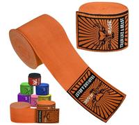 BEAST RAGE Boxing Hand Wraps Men Protection MMA Support Inner Gloves Martial Arts Training Wrapper Punching Combat Sports Muay Thai, under Mitts 4.5 Meter Elasticated Bandages (4.5 M, Orange)