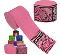 BEAST RAGE Boxing Hand Wraps Men Protection MMA Support Inner Gloves Martial Arts Training Wrapper Punching Combat Sports Muay Thai, under Mitts 4.5 Meter Elasticated Bandages (4.5 M, Pink)