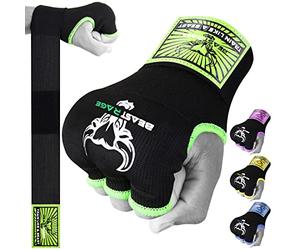 BEAST RAGE Boxing Wraps Hand Gel Gloves MMA 75cm Long Wrap Padded Elasticated Quick Boxing Punching Bag Training Muay Thai Hand Wraps set UFC Bandages For Mens Ladies kids (XL (Adult), Green)