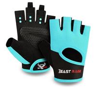 BEAST RAGE Fingerless Gym Gloves for Men and Women Exercise Gloves with Non slip Silicon Printing Fitness Training Gloves with 3mm Thick Padded Workout Gloves for Weightlifting, and Cycling.
