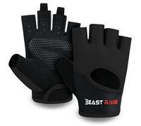 BEAST RAGE Fingerless Gym Gloves for Men and Women Exercise Gloves with Non slip Silicon Printing Fitness Training Gloves with 3mm Thick Padded Workout Gloves for Weightlifting, and Cycling.