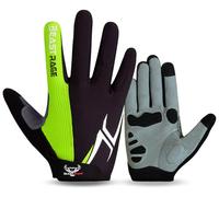 BEAST RAGE Full Finger Cycling Gloves for Men Women, Gel Padded Anti-Slip Shock Absorbing Weight Lifting Gym Gloves, Full Finger Breathable Mountain Bike Gloves for MTB, Biking (Parrot-Full Finger, L)