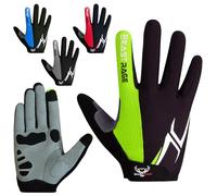 BEAST RAGE Full Finger Cycling Gloves for Men Women, Gel Padded Anti-Slip Shock Absorbing Weight Lifting Gym Gloves, Full Finger Breathable Mountain Bike Gloves for MTB, Biking