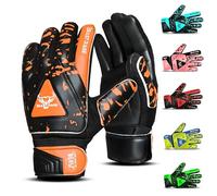 BEAST RAGE Goalkeeper Gloves for Kids Boys Youth,Soccer Goalie Gloves Kids,Double Wrist Support,Strong Grip,Padded Palm football gloves boys (Neon Orange, Size 3 suitable for 5 to 6 Years old)