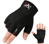 BEAST RAGE Gym Gloves Weight lifting Gloves Training Anti Slip Padded Palm Half Finger Powerlifting Workout Exercise Gloves for Men and Women (Jet Black, S)