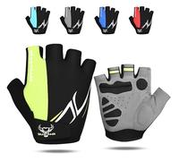 BEAST RAGE Half Finger Cycling Gloves for Men & Women-Padded Anti-Slip Bicycle Gloves,Breathable Mesh Bike Riding Gloves,Shock Absorption,Comfortable Grip & Lightweight Fitness Gloves (Parrot, M)