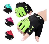 BEAST RAGE Half Finger Cycling Gloves for Men & Women - Padded, Breathable, Anti-Slip Fingerless Bike Gloves, Shock-Absorbing MTB Road Bicycle Gloves for Summer Riding & Fitness (PARROT, M)