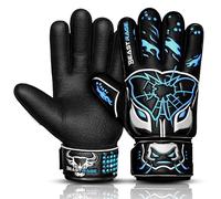 BEAST RAGE Kids Goalkeeper Gloves-Premium Anti-Slip German Latex 3MM+4MM Laminated Palm,Lightweight Backhand 3+4MM,Adjustable Wrist Strap,Soccer Goalie Gloves for Kids,Youth and Adults (Cyan, 6)
