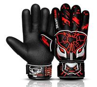 BEAST RAGE Kids Goalkeeper Gloves-Premium Anti-Slip Super Grip 3MM+4MM Laminated Palm,Lightweight Backhand 3+4MM,Adjustable Wrist Strap,Soccer Goalie Gloves for Kids,Youth and Adults (Red, 6)