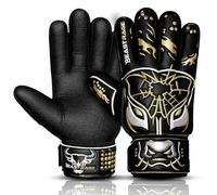 BEAST RAGE Kids Goalkeeper Gloves-Premium Anti-Slip Super Grip 3MM+4MM Laminated Palm,Lightweight Backhand 3+4MM,Adjustable Wrist Strap,Soccer Goalie Gloves for Kids,Youth and Adults (Golden, 4)