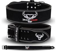 BEAST RAGE Leather Weight Lifting Belt, Gym Fitness Belt, 4” 6” wide Back Support, 10 Adjustable Holes, Men Women Gym Belt for Bodybuilding Powerlifting Strength Training Deadlift Squat and Exercise.