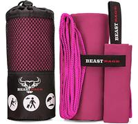 BEAST RAGE® Microfibre Towel Gym Beach Towel Fast Drying Super Absorbent Lightweight Gym accessories for Men Women Swimming Hair Towel Travel Camping Yoga Sports (100 x 50 cm, Pink)