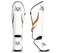 Beast Rage Muay Thai Shin Guards for MMA,Kickboxing,Martial Arts-Durable Leg Guards with Foot Instep Protection,Adjustable,Secure Fit,High Impact Protective Shin Pads for Men Women (White, L/XL)