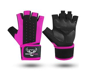 BEAST RAGE Weight Lifting Gloves For Men Women Wrist Support Padded Palm Protection Breathable snug fit For Fitness Exercise Workout Gloves Cycling Pull Ups Training Gym Gloves (Pink, M)