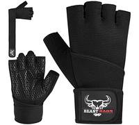 BEAST RAGE Weight lifting Gloves, Gym Gloves with Wrist wrap supports for Men & Women, Breathable, Non-Slip, Full Padded Palm Protection for Weightlifting, Crossfit Training, Fitness Exercise.
