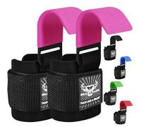 BEAST RAGE Weight Lifting Hooks Wrist Straps Thick Neoprene Padded Rubber Coated Fitness Wraps Non Slip Pull Up Deadlift Grips Training Exercise Gym Workout Men Women (Pink)