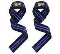 BEAST RAGE Weight Lifting Straps Fitness Padded Cotton Wrist Support Gel Advanced Grips Dumbbell Bar Wraps Heavy Duty Gym Bodybuilding Straps Power Deadlift Barbells Non Slip Exercise (Black/Blue)