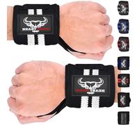 BEAST RAGE Weight Lifting Straps Wrist Wraps Fitness Padded Cotton Wrist Support Gel Advanced Grips Dumbbell Bar Wraps Heavy Duty Gym Bodybuilding Straps Power Deadlift Barbells (White Wraps)