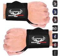 BEAST RAGE Weight Lifting Straps Wrist Wraps Fitness Padded Cotton Wrist Support Gel Advanced Grips Dumbbell Bar Wraps Heavy Duty Gym Bodybuilding Straps Power Deadlift Barbells (Black 1 Wraps)