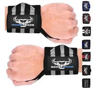 BEAST RAGE Weight Lifting Wrist Wraps 18 Inch-Professional Grade Gym Wrist Supports,Heavy Duty Thumb Loop Gym Wrist Straps for Powerlifting,Bodybuilding,Strength Training (Black/Grey)