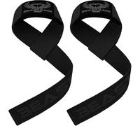 BEAST RAGE Weight Lifting Wrist Wraps Muscle Building Performance Fitness Training Gym Straps Thumb Loop Support Stretchable Cotton Bandage Brace Training Cuff (Jet Black Straps)