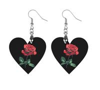 Beast Rose Beauty Round Wooden Earrings Boho Drop Pendant Fashion Gifts for Women