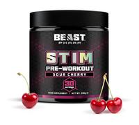 Beast STIM Pre Workout Powder - 30 Servings - Gym Beta Alanine Preworkout - Sour Cherry