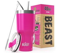 Beast Tumbler - 1050 ml (40 oz), Cup Cake Pink | Reusable Stainless Steel, Vacuum Insulated Cup | with + 2 Straws & Cleaning Brush | Double Wall Travel Flask Perfect for Hot or Iced Coffee | BPA Free