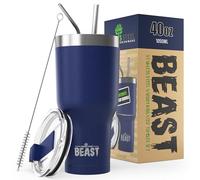 Beast Tumbler - 1050 ml (40 oz), Royal Blue | Reusable Stainless Steel, Vacuum Insulated Cup | with + 2 Straws & Cleaning Brush | Double Wall Travel Flask Perfect for Hot or Iced Coffee | BPA Free