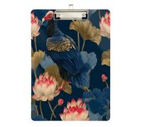 Beast Vulture Water Lily Dark Blue Grid clipboard Standard Hole for Volleyball Baseball Coaches Size 9 x 12.5 Tabla para escribir con Clip
