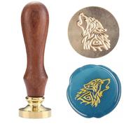 Beast Wax Seal Stamp Set, Animal Brass Replacement, Great for Cards Envelops Decoration, Gift Wine Wrapping (Wolf Howling with Wooden Handle)
