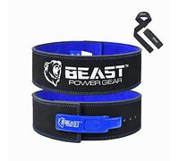 Beastpowergear Weight Lifting Belt with Lever Buckle|10MM Thick & 4 Inches Wide|Free Strap- Advanced Back Support for Weightlifting, Powerlifting, Deadlifts, Squats - Men & Women (Black/Blue, 2XL)