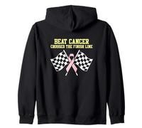 Beat Cancer Crossed The Finish Line Survivor Inspiration Zip Hoodie