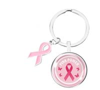 Beat Cancer Keyring with Card Pink Ribbon Breast Cancer Survivor Chemotherapy Gift with Ribbon Inspirational Giftss for Women Charity Public and Social Event Inspirational Congratulatory Encouragement