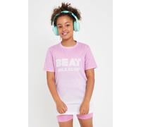 Beat Girlz Club Girl's Blur Print Logo T-Shirt in Baby Pink | Size: 13-14 Years Beat Girlz Club Baby Pink 13-14 Years