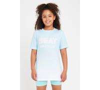 Beat Girlz Club Girl's Blur Print Logo T-Shirt in Pale Blue | Size: 13-14 Years Beat Girlz Club Pale Blue 13-14 Years