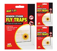 BEAT IT 9x Fly Insects Killer Bugs Flower Window Anti Flies Trap Sticker Glue Sticky Traps Summer Non-Toxic Sunflower Door UK FREE P&P