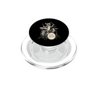 Beat Master Drumming Cat Vintage Woodcut Style PopSockets PopGrip for MagSafe
