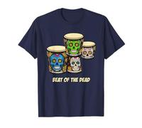 Beat of The Dead Sugar Skull Drum Design Día de Los Muertos T-Shirt