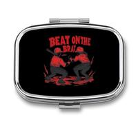 Beat On The Brat Funny Square Pill Organizer Travel Pharmacy Box Portable Medicine Case with 2 Compartments