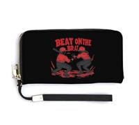 Beat On The Brat Leather Large Capacity Wallet with Wrist Strap Credit Card Holder Wallets Travel Purse Handbags