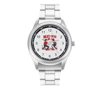 Beat On The Brat Men's Simple Watch with Stainless Strap Fashion Easy Reader Wristwatch Gifts for Men