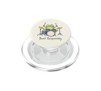 Beat Responsibly Funny Frog Drummer Retro Music Art PopSockets PopGrip for MagSafe
