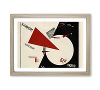 Beat The Whites With The Red By El Lissitzky Classic Painting Framed Wall Art Print, Ready to Hang Picture for Living Room Bedroom Home Office Décor, Oak A3 (46 x 34 cm)