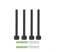 Beatanug 4 Pack Metal String Light Poles with Clips and Hooks, Sturdy Hanging Light Stand for Garden Patio Fence Wall, Black Outdoor Post Mounting Kit for