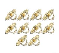 Beatanug Antique Cabinet Pulls, Vintage Drawer Handles in Zinc Alloy, 65 x 46 mm Retro Ring Style Cabinet Knobs for Kitchen Cabinets, Dressers, Bookcases & Doors -(Gold)