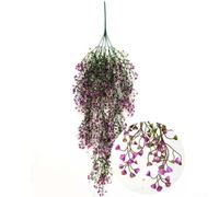 Beatanug Artificial Green Wall Hanging for Balcony or Indoor Decor - Lifelike Persian Leaf Hanging Basket with Rattan Frame, 85 cm Tall, Outdoor & Indoor Use,(red purple)