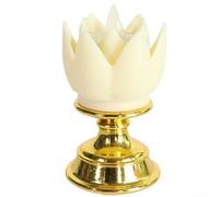 Beatanug Electronic LED Lotus Lamp Ornament with Buddha Design - Colorful Simulated Candle Light for Meditation, Yoga & Home Decor - Plastic Night Light Lamp (15 x(15 (15(1((Beige)