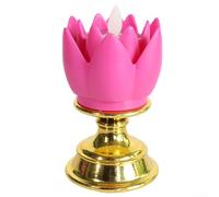 Beatanug Electronic LED Lotus Lamp Ornament with Buddha Design - Colorful Simulated Candle Light for Meditation, Yoga & Home Decor - Plastic Night Light Lamp (15 x(15 (15(1((Rose Red)