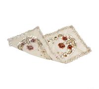 Beatanug White Rectangular Satin Tablecloth with Embroidered Floral Doily Design, Stain Resistant Washable Table Cover for Wedding Party Home Decor 140x200cm(85 * 150cm Rectangle)